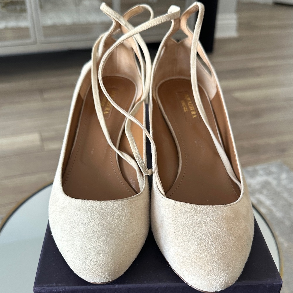 Aquazzura Cream Suede Heels